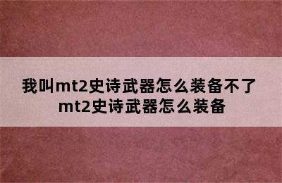 我叫mt2史诗武器怎么装备不了 mt2史诗武器怎么装备